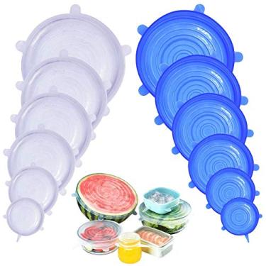 Imagem de DigHealth 12 tampas de silicone, tampas expansíveis de silicone sem BPA, tampa universal 6 tamanhos diferentes para micro-ondas/forno/geladeira/lava-louças