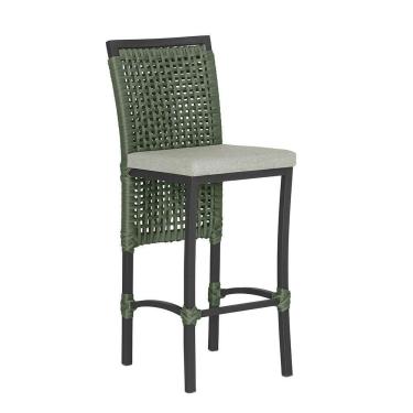 Imagem de Banqueta Em Alumínio Roma Preta Corda Náutica Tecido 3 Verde