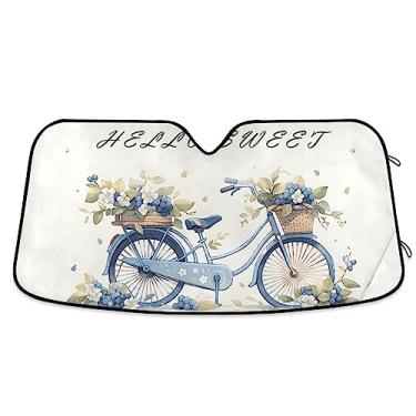 Imagem de Hello Sweet Blueberries Capa de sol para para-brisa de bicicleta, protetor solar de carro com escudo térmico, protetor solar de carro