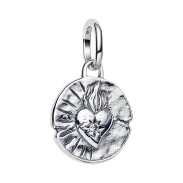 Imagem de Pingente Retro De Coração Com Lua E Caveira Prateada Para Mulheres, Pu