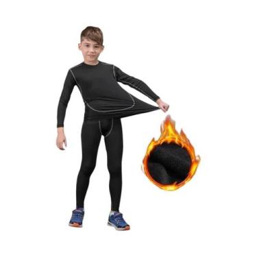 Imagem de Conjunto De Roupa Térmica Para Meninos E Meninas, Calças Longas De Vel