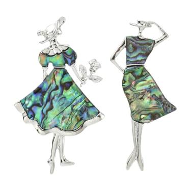 Imagem de Airssory 2 peças 2 estilos moda Paua Shell broches femininos passarela modelo senhora broche broche acessórios de vestido para mulheres