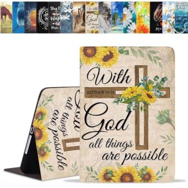 Imagem de BWOOLL Capa para Samsung Galaxy Tab A11 Plus 2025 / Samsung Galaxy Tab A9 Plus 2023 11 polegadas, capa fina e leve de couro PU com função despertar/hibernar automaticamente, versículo bíblico com