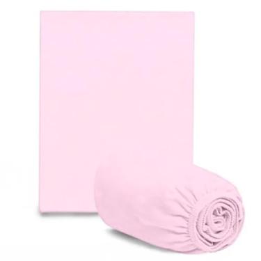 Imagem de Lençol Avulso com Elástico para Berço Padrão Americano Malha 100% Algodão Hipoalergênico Macio e Respirável 160x98x12cm (Rosa)
