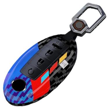Imagem de Capa de chave de carro de 4 botões compatível com Nissan Sentra / Leaf / Rogue / Sunny / Versa / Patrol X-Trail / Qashqai / GT-R / Kicks compatível com Infiniti(Carbon Blue set1)