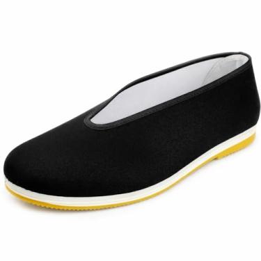 Imagem de Lazutom Sola de borracha de lazer unissex de algodão chinês Tai-Chi/Kung Fu para artes marciais, Preto, EU 45