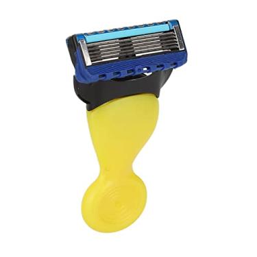 Imagem de Semme Navalha de Barbear Manual, Lâmina Rotativa, Botão Removível, Barbeador de Segurança, Lavável, Ferramenta de Remoção de Pelos para Homens e Mulheres, Aço Inoxidável ABS (YELLOW)