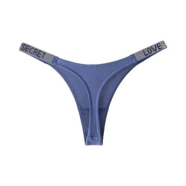 Imagem de Calcinha Tanga De Baixa Cintura Com Letras Em Strass Para Mulheres Sex