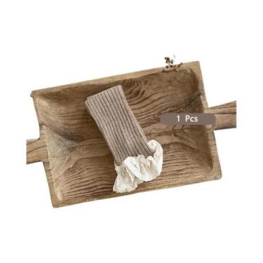 Imagem de Leggings De Algodão Listradas Para Meninas Bebês Com Punho De Renda Ca