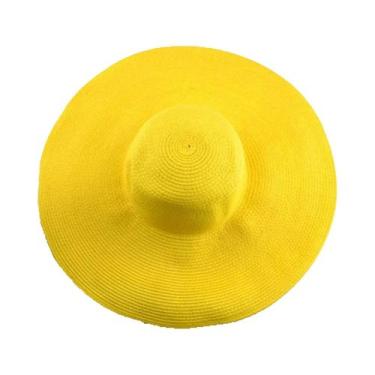 Imagem de Chapéu De Sol Feminino Dobrável Com Aba Larga Para Verão, Cor Sólida, 