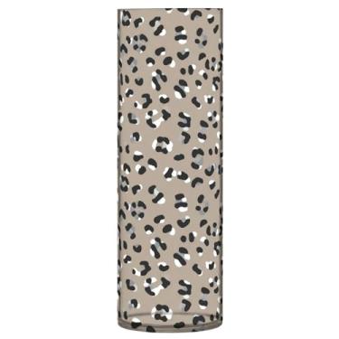 Imagem de CEBUGI Vaso de flores com estampa de leopardo 10 x 30 cm, vaso cilíndrico para flores, vaso transparente inquebrável para festa de casamento, decoração de casa
