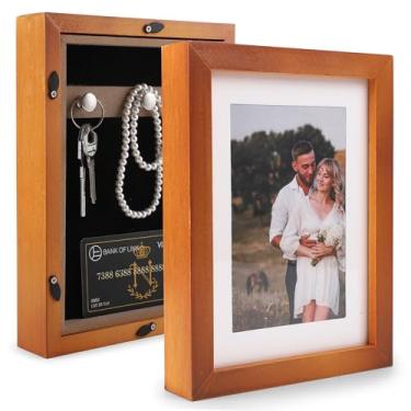 Imagem de SAFEDiversion Safe Porta-retrato 16,5 x 21,6 cm, cofre com compartimento secreto para objetos de valor, moldura de armazenamento oculto com ganchos, caixa de armazenamento secreto montada na parede