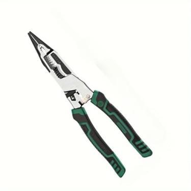 Imagem de Alicate de descascador de fios multifuncional, crimpador de cortador de fio CR-V, ferramenta de eletricista de nariz agulha, aderência ergonômica de 23 cm (alicate verde de ponta agulha)