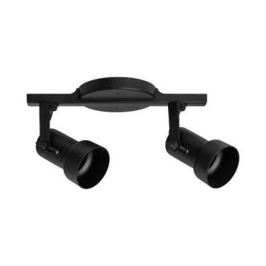 Imagem de Trilho Spot Caneca Preto 2 X E27 30cm - Kit Iluminação Residencial - O
