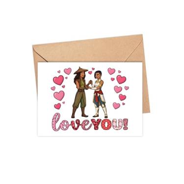 Imagem de ZhangDuy Cartão de amor de casal guerreiro oriental - cartão romântico de dia dos namorados - presente com tema de coração para namorada, namorado, esposa, marido - lembrança de aniversário de