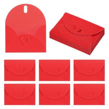Imagem de PATIKIL Envelopes de mini cartões de 10 x 7 cm, 20 peças de porta-envelopes fofos com fecho de coração para aniversário, casamentos, lembrancinhas, cartões de felicitações, vermelho, vermelho