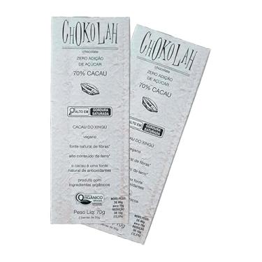 Imagem de Kit 2X: Chocolate 70% Cacau Zero Açúcar Orgânico CHoKolaH 70g