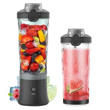 Imagem de Liquidificador Portátil Copo de Suco Pessoal 600ml para Milkshakes e Smoothies com 6 Lâminas 150 Watt IP67 Recarregável Viagens Esportes Casa Escritór