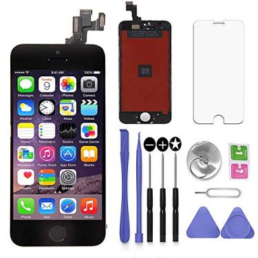 Imagem de SNIDII Compatível com iPhone SE Tela LCD de substituição preta 10.2 cm conjunto completo 3D Touch LCD Display digitalizador moldura substituição com kit de ferramentas de reparo, protetor de tela