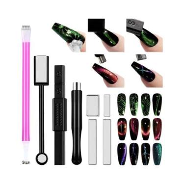 Imagem de Kit De Caneta Magnética Para Arte De Unhas Em Gel 3D Cat Eye Com Ferra