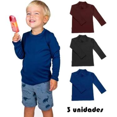 Imagem de Kit com 3 Camiseta Proteção UV+50 Infantil Meninos e Meninas Cores Lin
