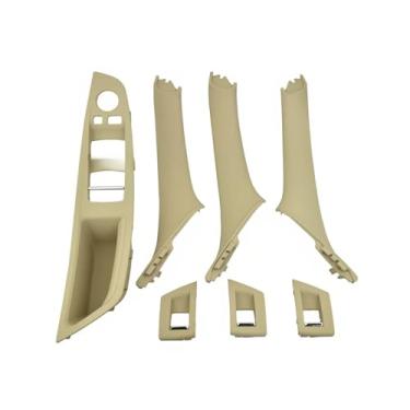 Imagem de Maçaneta da porta interna do carro, tampa decorativa do painel do apoio de braço, compatível com BMW Série 5 F10 F18 520i 525i 528i 2010 2011 2012 2013-2016 Direção esquerda LHD(Creamy-White)