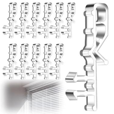 Imagem de Pacote com 12 clipes de sanefa ocultos, clipes transparentes de 6,5 cm para sanefa, substituição de clipe de sanefas ocultas de plástico para persianas de madeira horizontais com ranhura na parte de