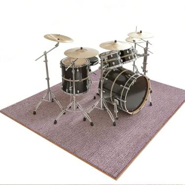 Imagem de Tapetes de tambor antiderrapantes, espessura de 6 mm, tapete de bateria, acessórios inferiores TPR à prova de som para conjunto de bateria elétrica, presente ideal para bateristas, acessórios de