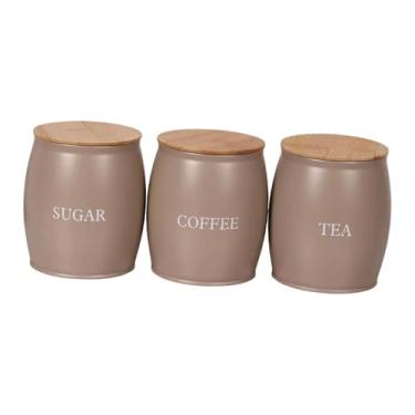 Imagem de Baoblaze Conjunto de 3 Organizadores de Alimentos com Tampa, Potes de Ferro Modernos para Cozinha, Ideais para Doces, Farinha e Biscoitos, Style F