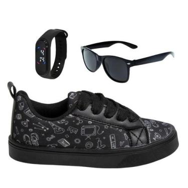 Imagem de Tênis Infantil Masculino Casual Colegial CM Gamer Leve Confortável Men