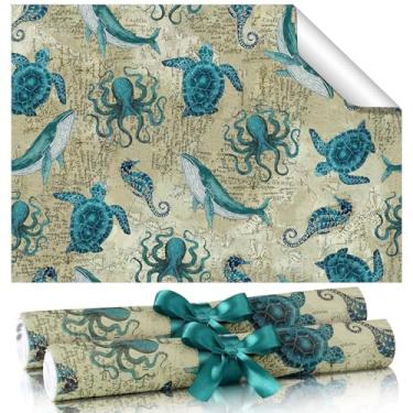 Imagem de BBTO 20 forros de gaveta perfumados para cômodas, 40 x 56 cm, forros de papel perfumado perfumado, tapetes de papel de gaveta não adesivos para prateleiras de armário de quarto e casa (mar)