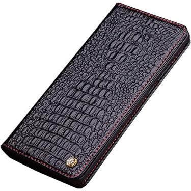 Imagem de CYSUE Coldre de capa de telefone flip luxuoso, capa fólio de couro genuíno à prova de choque para Apple iPhone 14 Plus 2022 [Proteção de tela e câmera] (Cor: A)