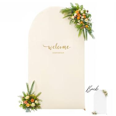 Imagem de Capa de fundo de arco branco bege 2,5 m balão de festa de aniversário bege capas de arco elástico capas de arco de casamento elastano banquete nupcial chá de bebê foto decoração de fundo