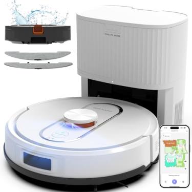 Imagem de Bagotte Robô aspirador de pó e esfregão, aspirador robótico com estação de autoesvaziamento por 90 dias, sucção 5000Pa, navegação LiDAR, zonas proibidas, controle Wi-Fi/aplicativo/Alexa, para carpete
