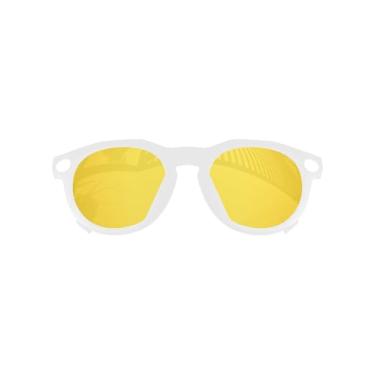 Imagem de MYCOURAG Lentes clip-on polarizadas com proteção UV para óculos de sol Oakley Meta HSTN OW8002 51 mm - armação branca fosca - amarelo HD não polarizado