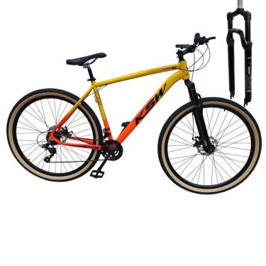 Imagem de Bicicleta Ksw Aro 29  Trava no Ombro 24 Velocidades Pneus Faixa Amarelo-Unissex