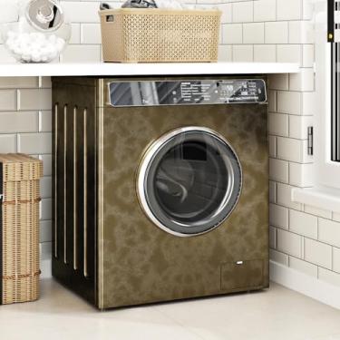 Imagem de EPPKILY Papel de parede metálico bronze descasque e cole bancadas 40 cm × 395 cm papel de parede texturizado com estampa de leopardo dourado autoadesivo à prova d'água para armário de cozinha, secador