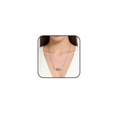 Imagem de Busplhe Colar feminino com contas em dois tons, rosa e branco, com pingente de pedra natural, corrente de prata, minimalista, joias modernas, presentes para mulheres, Large, Metal, Sem Pedra Preciosa