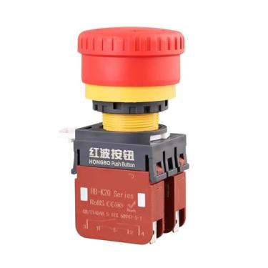 Imagem de HB-K20 à prova d'água IP65 22 mm 20A interruptor de botão de cabeça de cogumelo de parada de emergência 2NO 2NC DWBPGVUN