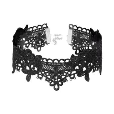 Imagem de Colar Choker Vintage De Veludo Rosa Com Franjas, Acessório De Moda Gót