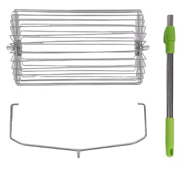 Imagem de TOPINCN Coletor de Bola de Tênis, Ferramenta de Coletor de Porca Selecionadora de Rolamento de Aço Inoxidável Sem Dobra Com Alça Telescópica e Cesta para Quadras de Tênis de Coleção de (L)