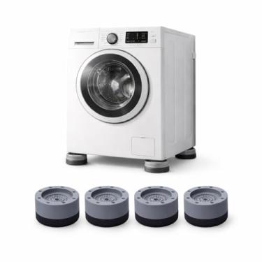 Imagem de Pés Niveladores Universal Antivibração para Máquina de Lavar, Lava e Seca, Geladeira e Sofá – Suporte Universal Ajustável, Antiderrapante e Silencioso, 4 Unidades, Protege o Piso. Material de Borracha