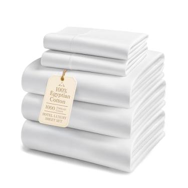 Imagem de LANE LINEN Jogo de lençol King dividido 100% algodão egípcio para camas ajustáveis macio e confortável estilo hotel de luxo conjunto de lençóis King - 1000 fios, costuras reforçadas totalmente