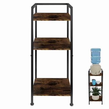 Imagem de Yuoziyy Suporte dispensador de água de 14 litros, suporte de jarro de água de 3 camadas de metal de 81 cm com suporte de jarro de água de madeira para garrafas/potes de água e plantas de 1 a 5 galões