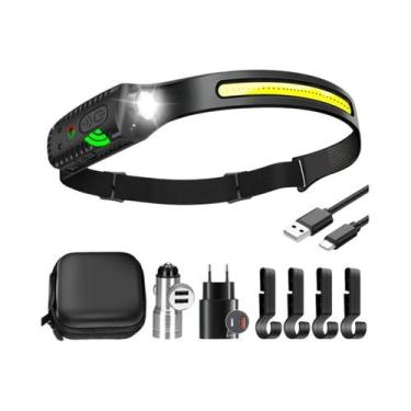 Imagem de Lanterna De Cabeça LED Recarregável USB XPE COB Com Sensor, À Prova D'