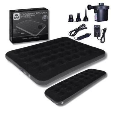 Imagem de Kit Colchão Inflável Casal + Solteiro Deluxe + Bomba Ar Elétrica BOM-8