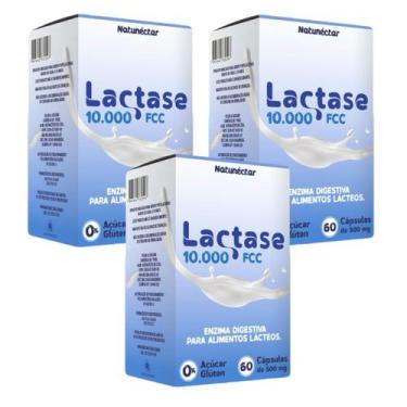 Imagem de 3x Lactase 10.000fcc- Enzima Lactase - 60 Cáps - Natunéctar - natunÉct