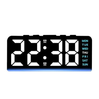 Imagem de Despertadores digitais, despertador retangular de LED, pequeno relógio de mesa moderno com luzes noturnas, quatro níveis de brilho ajustáveis, relógio de cabeceira com visor de semana para quarto