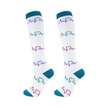 Imagem de Meias De Compressão Unissex Até O Joelho 20-30mmHg Para Edema, Diabete