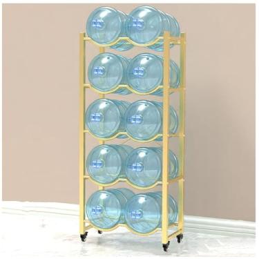 Imagem de Suporte para jarro de água resistente de 5 galões com 4 rodas, suporte organizador de garrafa de água portátil, suporte móvel para refrigerador de água para escritório, restaurante, academia - solução